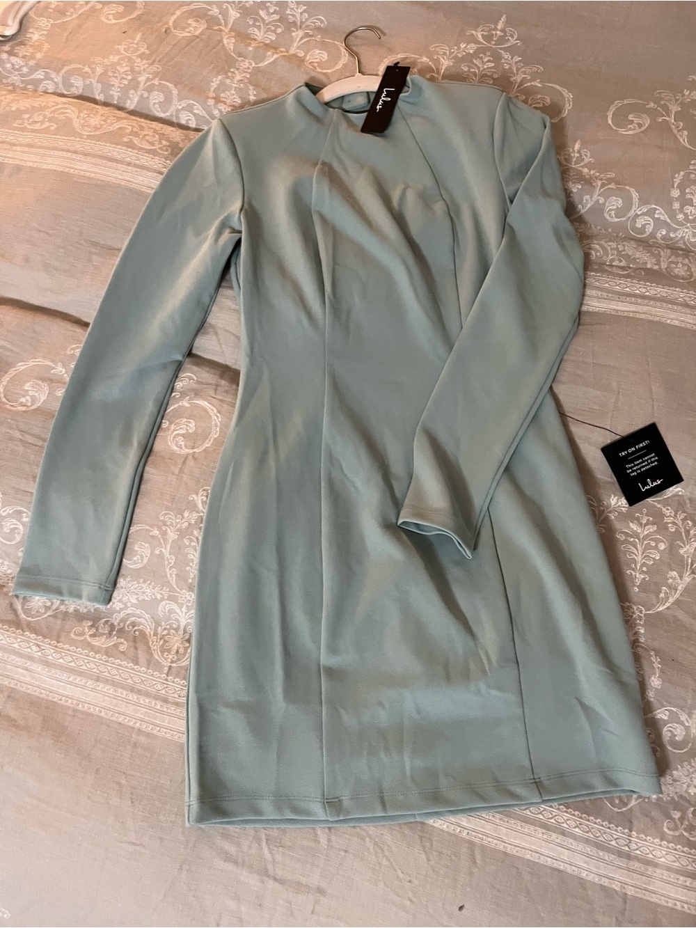Lulu's Light Sage Green Long Sleeve Bodycon Dress